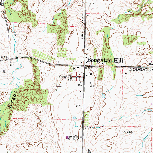 Topographic Map of Boughton Hill Cemetery, NY