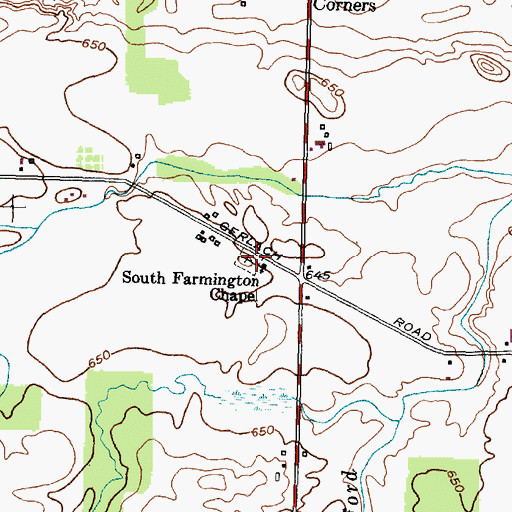 Topographic Map of South Farmington Cemetery, NY