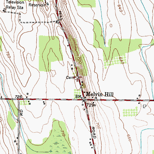 Topographic Map of Melvin Hill Cemetery, NY