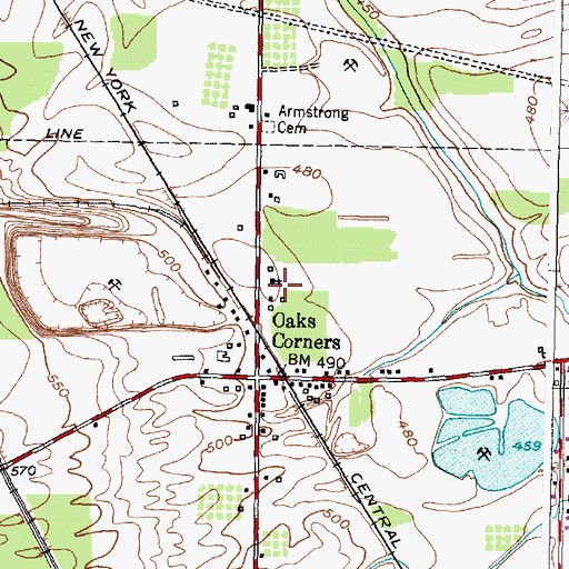 Topographic Map of Oaks Corners Church, NY