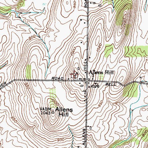 Topographic Map of Allens Hill Cemetery, NY