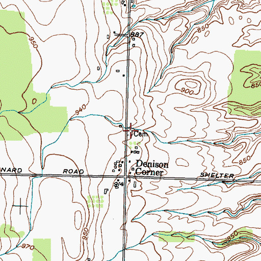 Topographic Map of Dennison Corners Cemetery, NY
