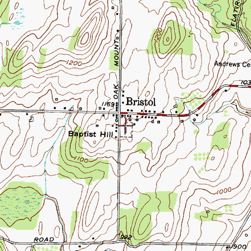 Topographic Map of Evergreen Cemetery, NY