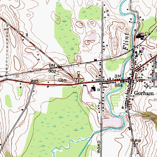 Topographic Map of Pioneer Cemetery, NY