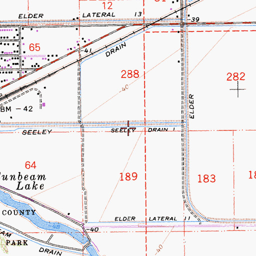Topographic Map of Seeley Drain One, CA