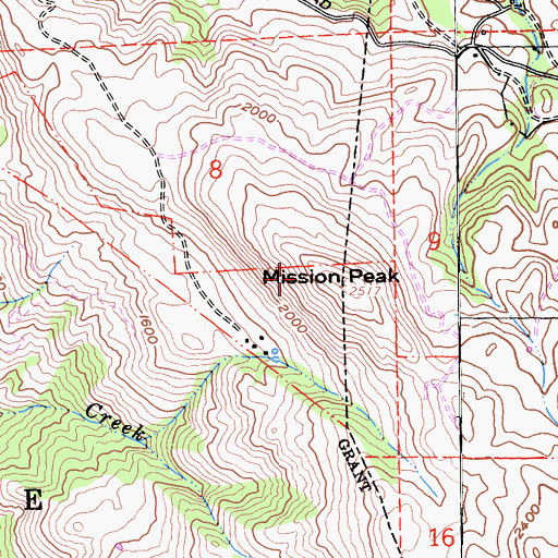 Topographic Map of Mission Peak Regional Preserve, CA