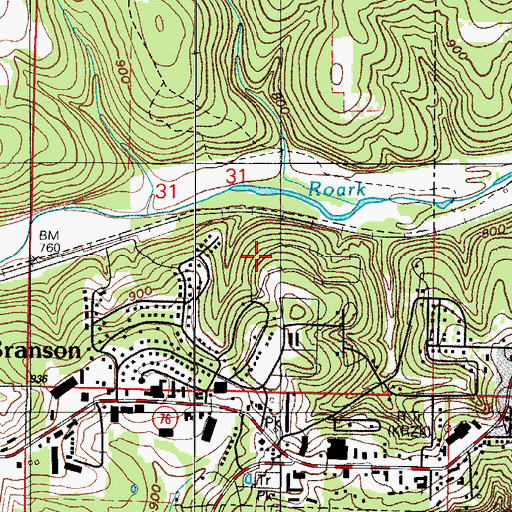 Topographic Map of Murphy Park, MO