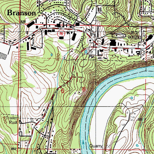 Topographic Map of Lakeside Forest Wilderness Area, MO