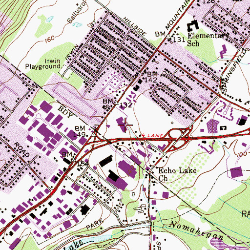 Topographic Map of Echo Plaza Shopping Center, NJ
