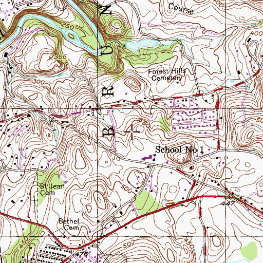 Topographic Map of Miller Farms, NY