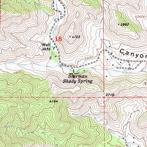 Topographic Map of Sherman Shady Spring, CA