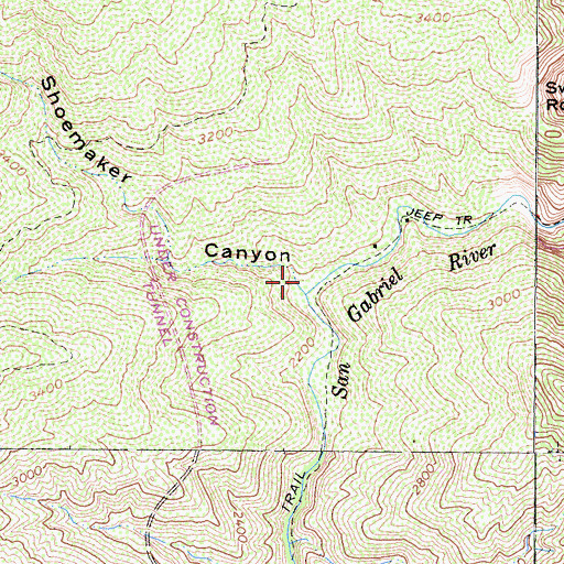 Topographic Map of Shoemaker Canyon, CA