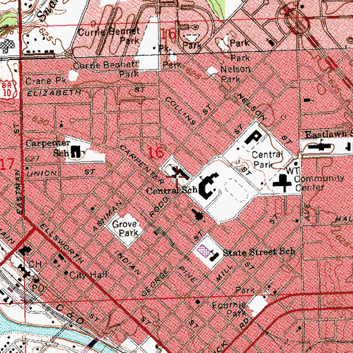 Topographic Map of Memorial Presbyterian Church, MI