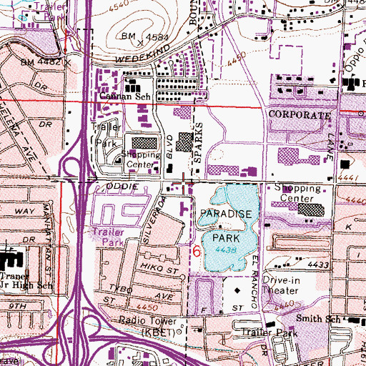 Topographic Map of Excel Christian School Middle School, NV