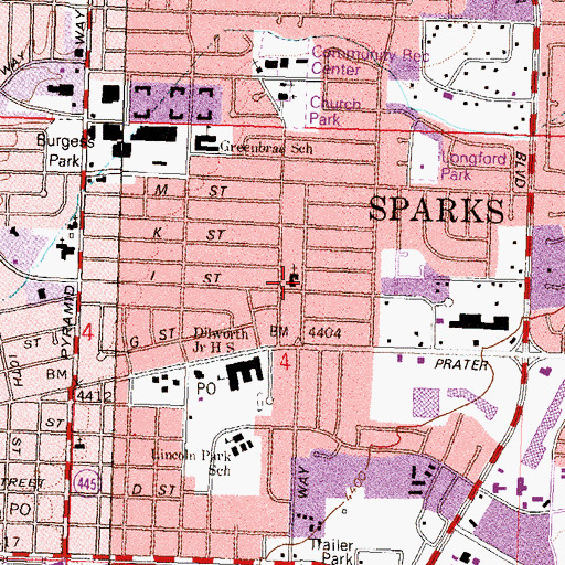 Topographic Map of Excel Christian School Elementary School, NV