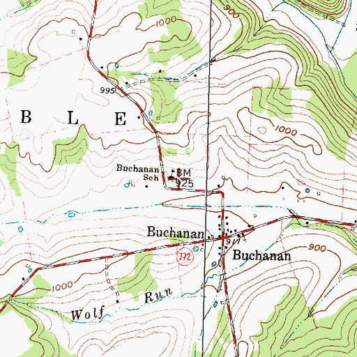 Topographic Map of Pebble Township Volunteer Fire Department, OH