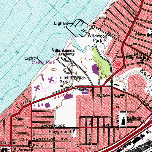 Topographic Map of Euclid Beach Mobile Home Park, OH