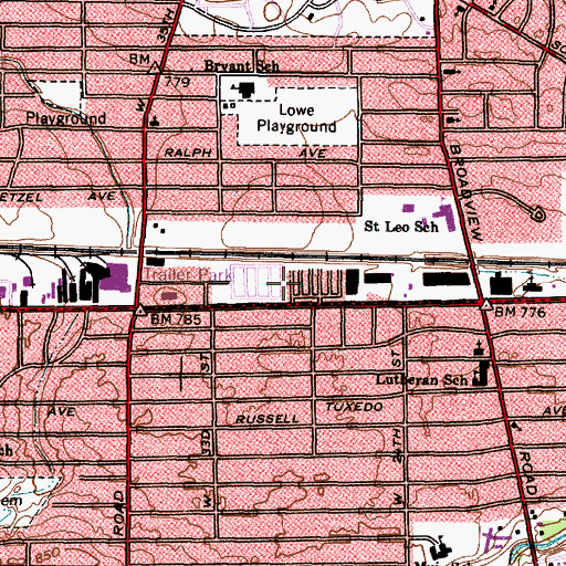 Topographic Map of Ideal Mobile Home Park, OH