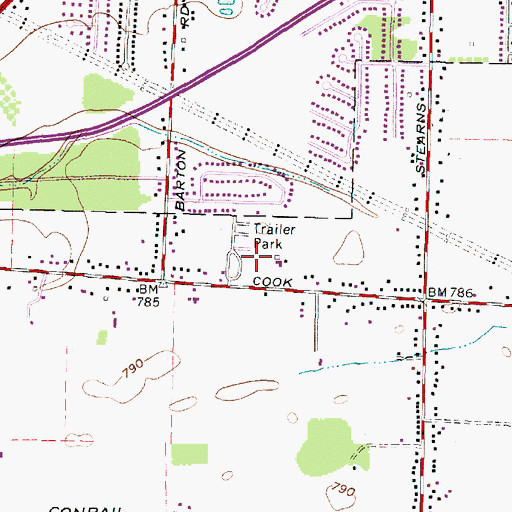 Topographic Map of Twin Oaks, OH
