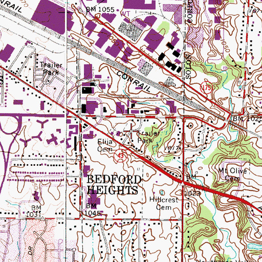 Topographic Map of Evergreen Manor, OH