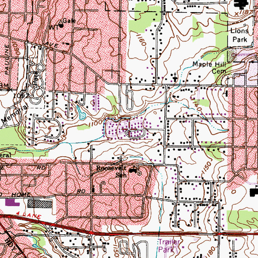 Topographic Map of The Willows, OH