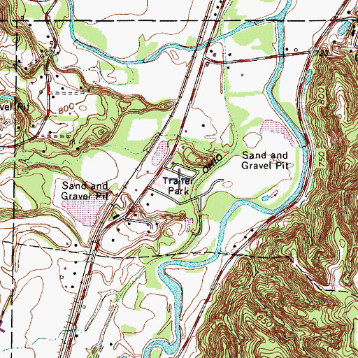 Topographic Map of Indian Springs Mobile Home Park, OH