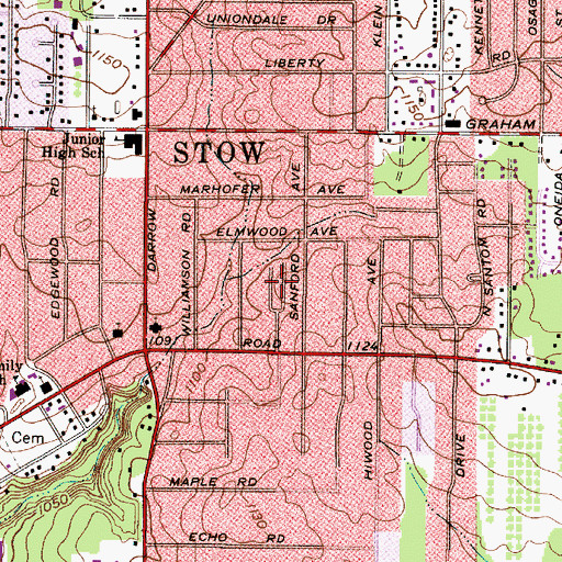 Topographic Map of Stow Mobile Home Village, OH