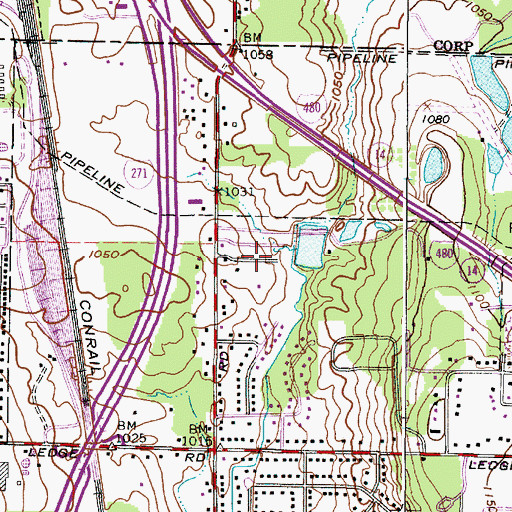 Topographic Map of Ledgewood Mobile Home Park, OH