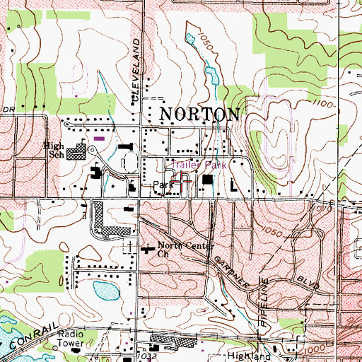 Topographic Map of Sunset Mobile Home Park, OH