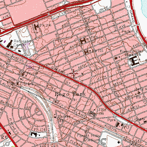 Topographic Map of Trylon Theater (historical), NY