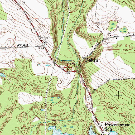 Topographic Map of Pekin Hill Cemetery, NY