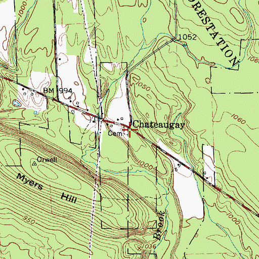 Topographic Map of Chateaugay Cemetery, NY