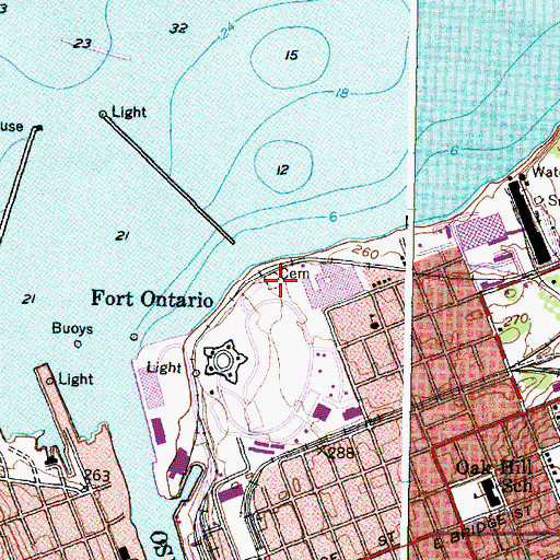 Topographic Map of Fort Ontario Post Cemetery, NY