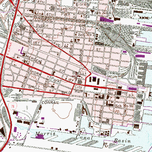 Topographic Map of Jersey City Engine Company Number 3 (historical), NJ