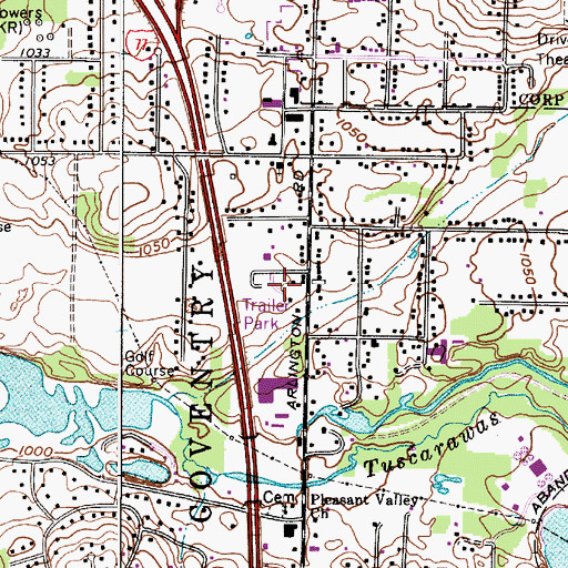 Topographic Map of Coventry Estates, OH