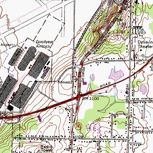 Topographic Map of Derby Downs, OH