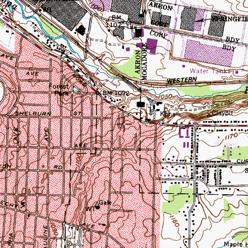 Topographic Map of Highland Mobile Home Park, OH