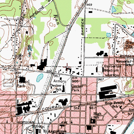 Topographic Map of Shamrock Trailer Park, OH