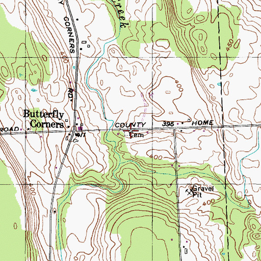 Topographic Map of Butterfly Cemetery, NY