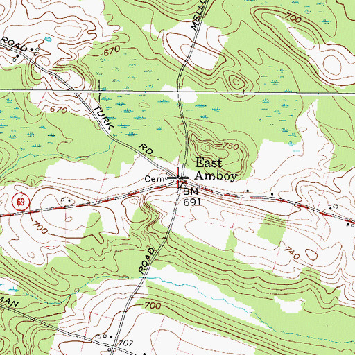 Topographic Map of Kinney Cemetery, NY