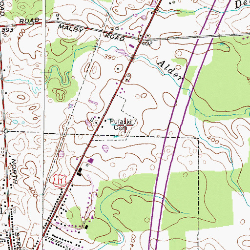 Topographic Map of Pulaski Village Cemetery, NY