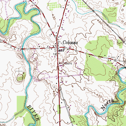 Topographic Map of Colosse Cemetery, NY