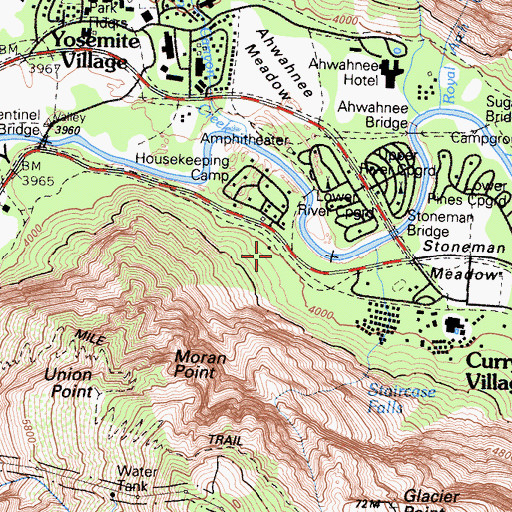 Topographic Map of Leconte Memorial Lodge, CA