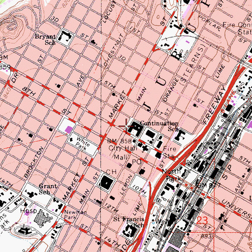 Topographic Map of Mission Inn, CA