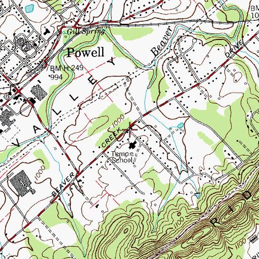 Topographic Map of Temple Baptist Church, TN