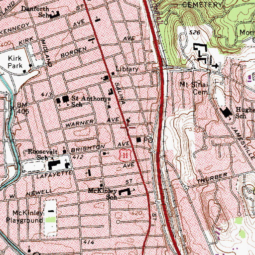 Topographic Map of Brighton Theatre (historical), NY