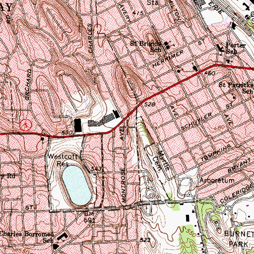 Topographic Map of Kallet Genesee Theatre (historical), NY