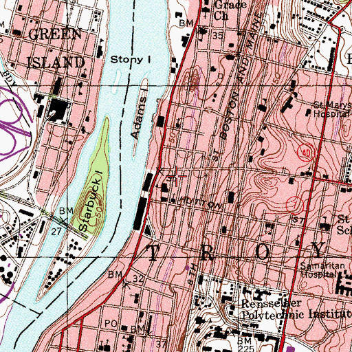 Topographic Map of Palace Theatre (historical), NY