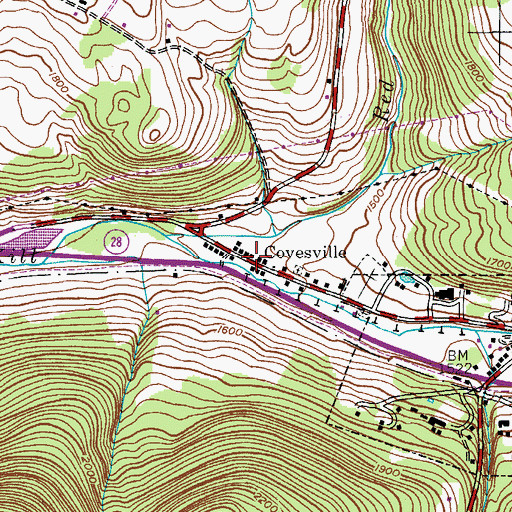 Topographic Map of Clovesville, NY