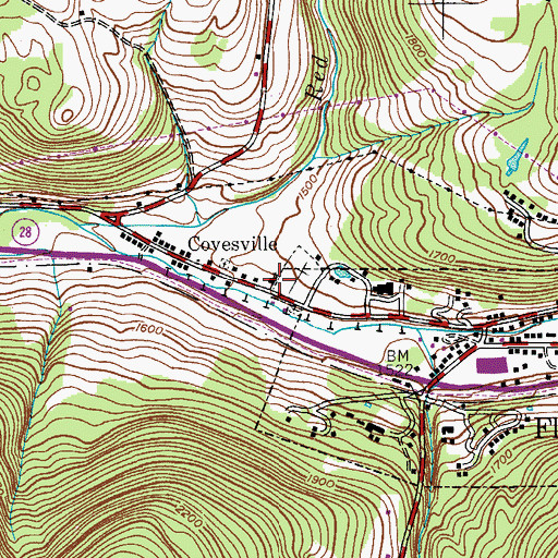 Topographic Map of Clovesville Bible Baptist Church, NY